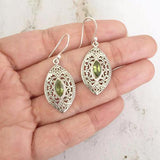 FILIGREE FACETTED PERIDOT SILVER EARRING - SILBERUH