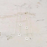 STAR SILVER LONG HOOK EARRING - SILBERUH