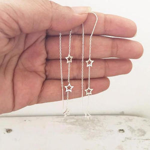 STAR SILVER LONG HOOK EARRING - SILBERUH