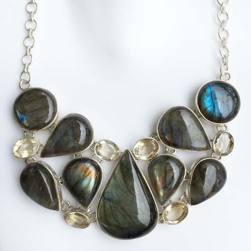 LABRADORITE & CITRINE SILVER NECKLACE - SILBERUH