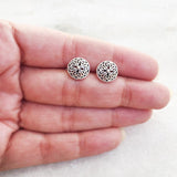 Round Jali Silver Stud