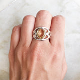 CITRINE SILVER CELTIC FACETTED RING - SILBERUH