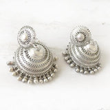 TRIBAL JALI SILVER JHUMKA - SILBERUH