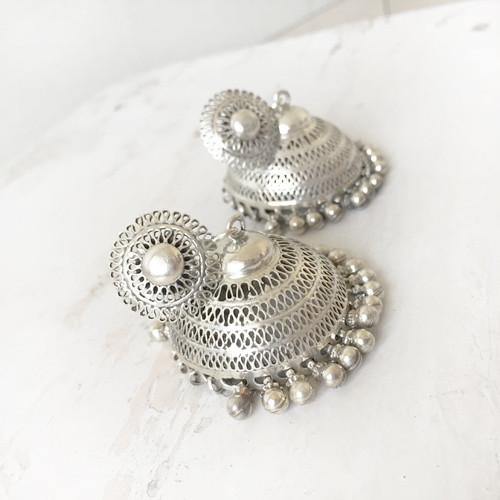 Tribal Jali Silver Jhumka SILBERUH