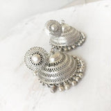 TRIBAL JALI SILVER JHUMKA - SILBERUH