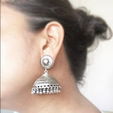 TRIBAL JALI SILVER JHUMKA - SILBERUH