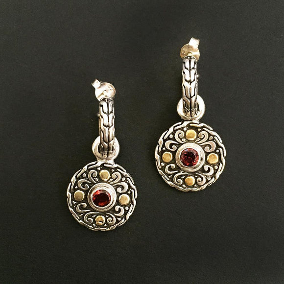 GARNET SILVER HOOP EARRING - SILBERUH