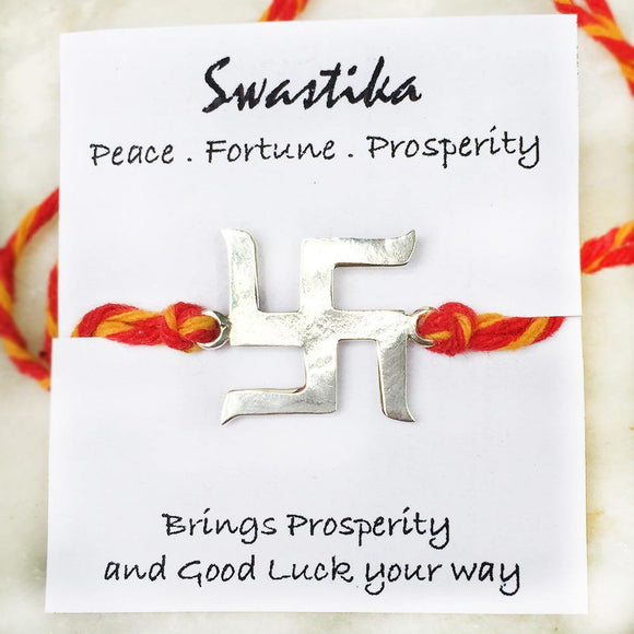 SWASTIKA SILVER RAKHI - SILBERUH