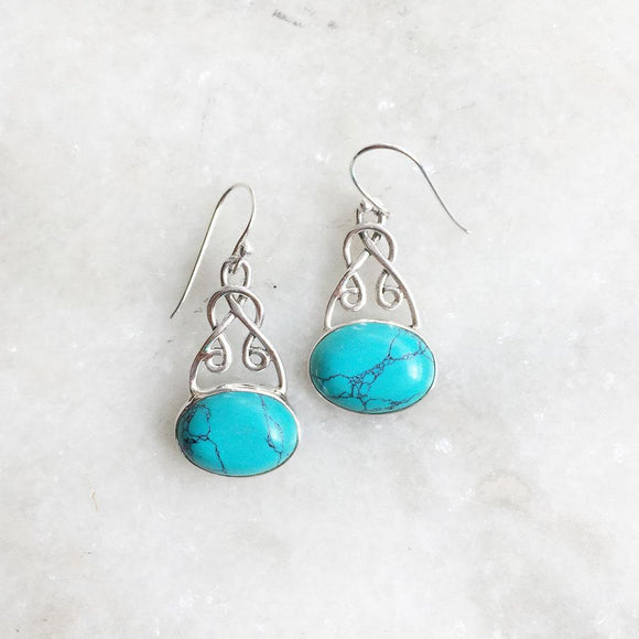 TURQUOISE KNOT SILVER EARRING - SILBERUH