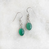 GREEN ONYX CELTIC KNOT SILVER EARRING - SILBERUH