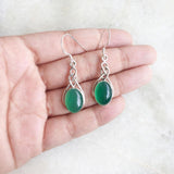 GREEN ONYX CELTIC KNOT SILVER EARRING - SILBERUH