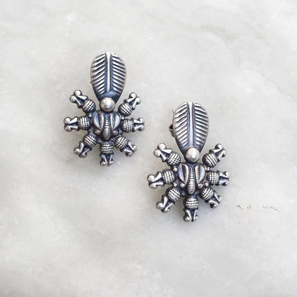 LEAF TRIBAL SILVER EARRING - SILBERUH
