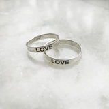 COUPLE 'LOVE HOPE FAITH' SILVER BAND RING - SILBERUH