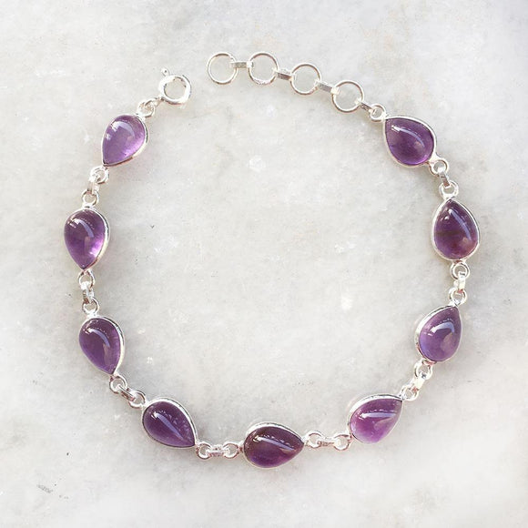 AMETHYST TEARDROP SILVER BRACELET - SILBERUH