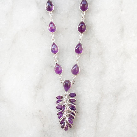 AMETHYST TASSEL SILVER NECKLACE - SILBERUH