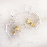 SILVER & GOLD NATURE INSPIRED SILVER EARRING - SILBERUH