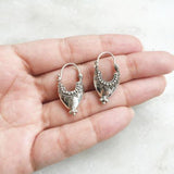 TRIBAL SILVER BALI HOOP EARRING - SILBERUH