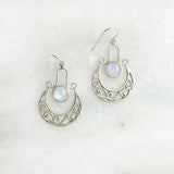 RAINBOW MOONSTONE GYPSY SILVER EARRING - SILBERUH