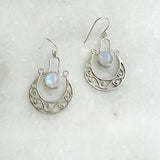 RAINBOW MOONSTONE GYPSY SILVER EARRING - SILBERUH