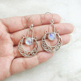 RAINBOW MOONSTONE GYPSY SILVER EARRING - SILBERUH