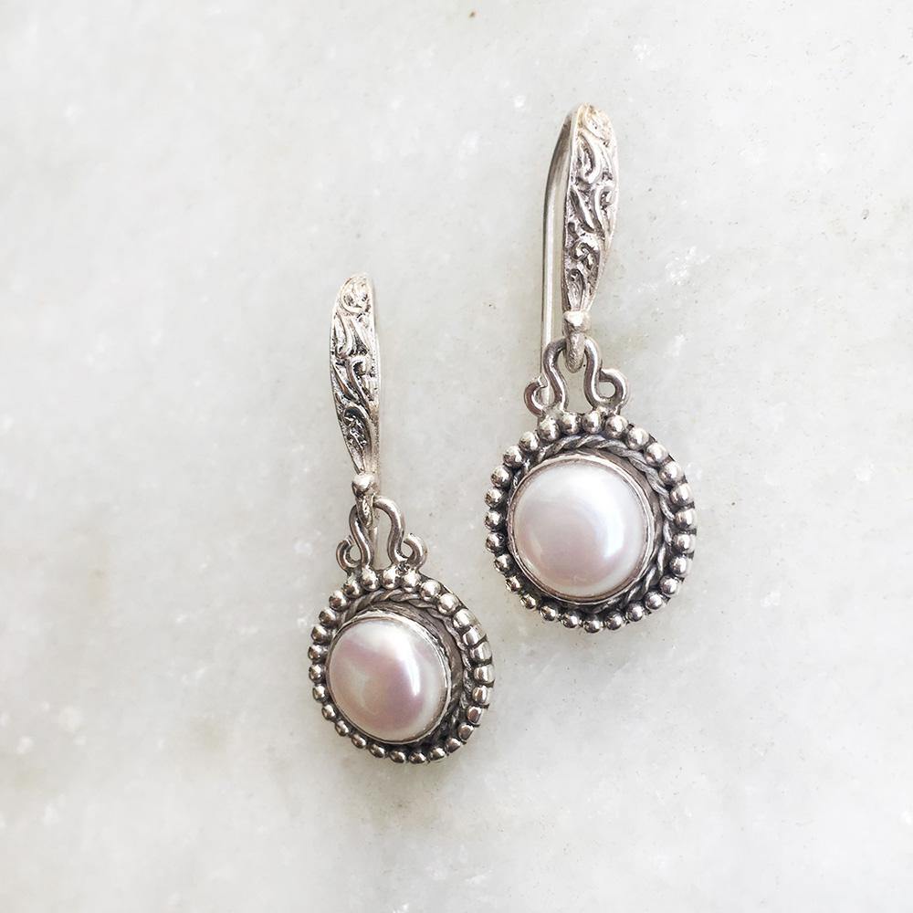 Pearl Ornamental Silver Earring SILBERUH