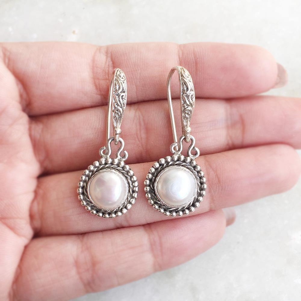 Pearl Ornamental Silver Earring SILBERUH