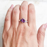 AMETHYST FACETTED SILVER RING - SILBERUH