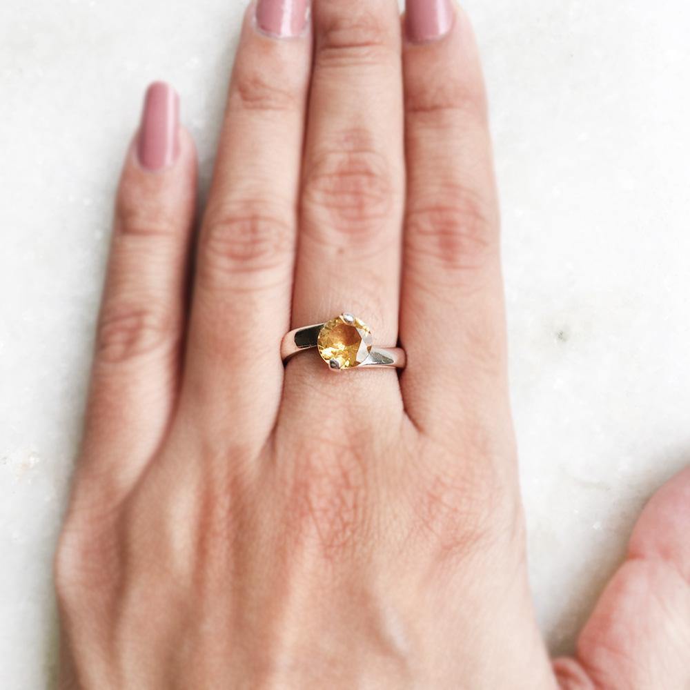 Citrine Silver Facetted Ring – SILBERUH