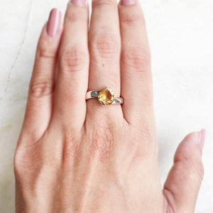 CITRINE SILVER FACETTED RING - SILBERUH