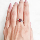 GARNET FACETTED SILVER RING - SILBERUH