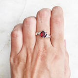 GARNET FACETTED SILVER RING - SILBERUH