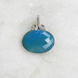 BLUE CHALCEDONY FACETTED SILVER PENDANT - SILBERUH