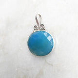 BLUE CHALCEDONY FACETTED SILVER PENDANT - SILBERUH