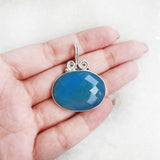 BLUE CHALCEDONY FACETTED SILVER PENDANT - SILBERUH
