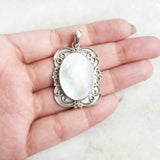 MOTHER OF PEARL ORNAMENTAL SILVER PENDANT - SILBERUH