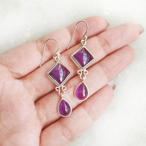 AMETHYST SILVER EARRING - SILBERUH