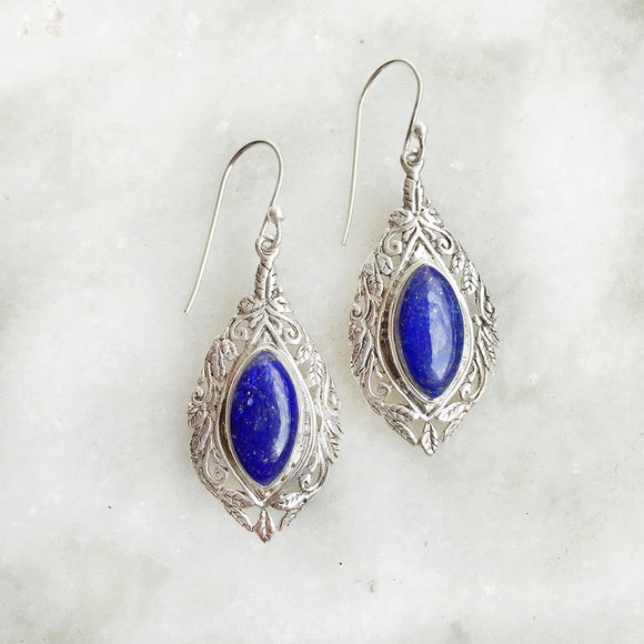 LAPIS LAZULI JALI SILVER EARRING - SILBERUH