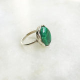 MALACHITE KNOTTED SILVER RING - SILBERUH