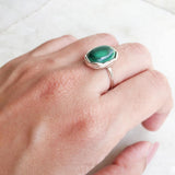 MALACHITE KNOTTED SILVER RING - SILBERUH