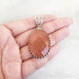 Golden Sunstone Filigree Silver Pendant