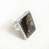 SMOKY QUARTZ FACETTED SILVER RING - SILBERUH