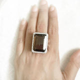 SMOKY QUARTZ FACETTED SILVER RING - SILBERUH