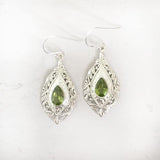PERIDOT FACETTED SILVER CARVED EARRING - SILBERUH
