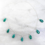 GREEN ONYX DROP SILVER NECKLACE - SILBERUH