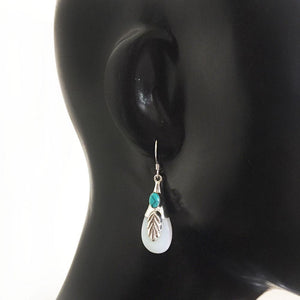 OPALITE & TURQUOISE LEAF SILVER EARRING - SILBERUH