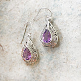 FACETTED AMETHYST JALI SILVER EARRING - SILBERUH