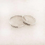 COUPLE 'LOVE HOPE FAITH' SILVER BAND RING - SILBERUH