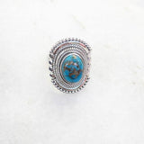 BLUE COPPER TURQUOISE TRIBAL SILVER RING - SILBERUH