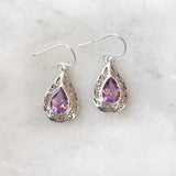 FACETTED AMETHYST JALI SILVER EARRING - SILBERUH