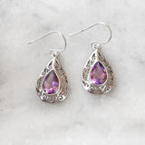 FACETTED AMETHYST JALI SILVER EARRING - SILBERUH